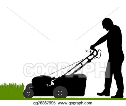 Vector Stock - Man with lawn-mower. Clipart Illustration ...