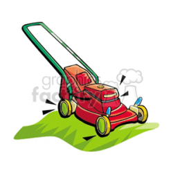 Red push style lawn mower clipart. Royalty-free clipart # 128501