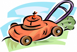 Lawn Mower Cuts Grass - Vector Image