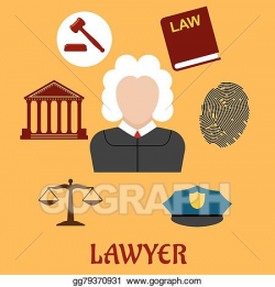 Vector Clipart - Law and justice flat icons. Vector ...