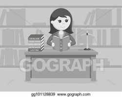 EPS Illustration - Female lawyer at her work desk. Vector ...