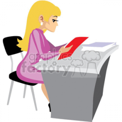 female lawyer sitting at a desk clipart. Royalty-free clipart # 370516