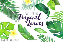 Watercolor Tropical Leaves Clipart | Palm Leaves Clipart - Summer Leaf  Greenery - Wedding Invitation Clip Art - Instant Download PNGs