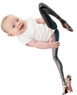 Bayonetta Legs on Things — A baby with bayonetta legs