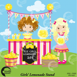 Lemonade clipart, Lemonade stand clipart, Lemonade party clipart, lemon  clip art, AMB-890 | AMBillustrations