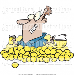 Agriculture Clipart of a Man with Lemons, Pitcher of ...