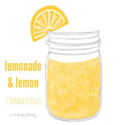 Lemonade Mason Jar Clip Art - Mason jar with lemon, Invitation, Paper Goods  Clip Art, Mason Jar printable