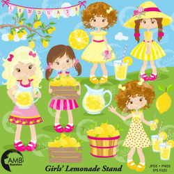 Lemonade clipart, Lemonade stand clipart, Lemonade party clipart, lemon  clip art, commercial use, digital clip art, AMB-890