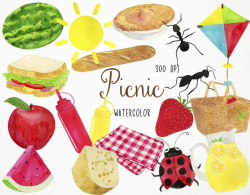 picnic clipart, picnic clip art, picnic watercolor clipart, lemonade  clipart, picnic art, picnic basket clipart, watercolor picnic