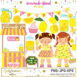 Lemonade stand for girls Clipart, blue Lemonade Party ...