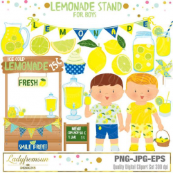 Lemonade stand for boys Clipart, blue Lemonade Party, Summer ...