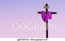 Clipart - Cross draped in purple represents lenten season ...