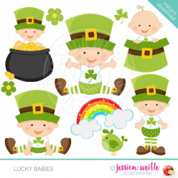 Lucky Babies Cute Digital Clipart for Invitations, Card Design,  Scrapbooking, and Web Design, St Patricks Day Clipart