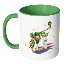 St Patricks Day Coffee Mug Leprechaun riding on Irish Unicorn ...