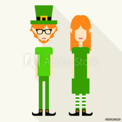 Leprechaun couple. Girl and boy dressed for St. Patricks Day ...