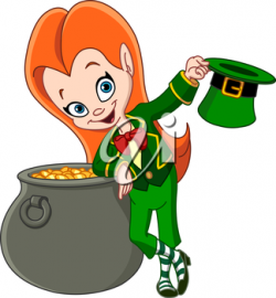 Leprechaun girl with a pot of gold coins | st. patricks day ...