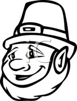 Black and White Leprechaun Head - Royalty Free Clipart Picture