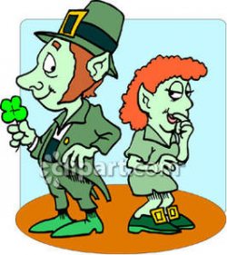 Male and Female Leprechauns - Royalty Free Clipart Picture