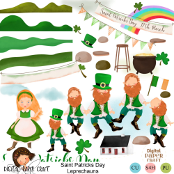 Saint Patrick Day Clipart, Ireland Scrapbook, Saint Patricks Day,  Leprechaun Clipart, Digital Scrapbook, Ireland Holiday, Leprechaun