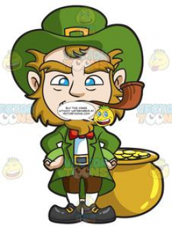 A Leprechaun Smoking A Pipe