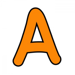 Bulletin Board Letters Simple Alphabet Clipart - Orange with Black Outline