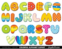 Alphabet clipart color alphabet Digital alphabet letters clipart Digital  letters Clip art alphabet Clip art letters clipart Party letters