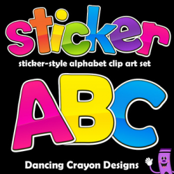 Alphabet Letters Clipart: Sticker Style Bulletin Board Letters and Numbers