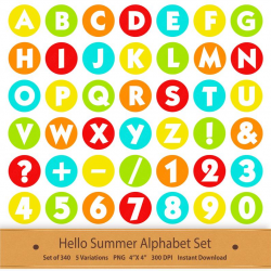 Summer Digital Alphabet Printable Summer Clipart Summer Clip Art Stickers  Letters Download Scrapbook Letters Scrapbook Alphabet Clipart