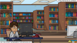 A Clueless Man Using The Computer In The Office and Library Information  Desk Background