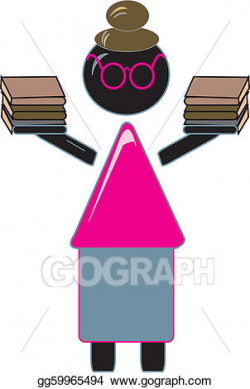 Vector Clipart - Librarian with books. Vector Illustration ...