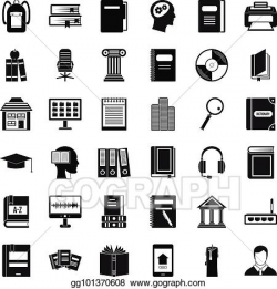 Vector Clipart - Librarian icons set, simple style. Vector ...