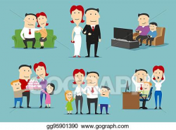 Vector Stock - Family in different life stages cartoon set ...