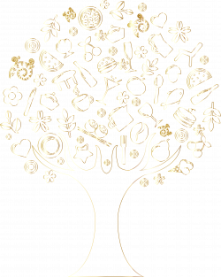 Clipart - Gold Outline Abstract Tree No Background