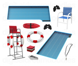 Swimming Pool Clip Art - Lifeguard Digital Graphics by ...
