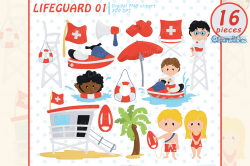 Little Lifeguard Clipart, cute baywatch clip art, summer