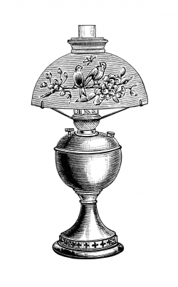 vintage lamp clip art, black and white clipart, Victorian ...