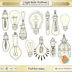 Vintage Edison Light Bulb Clip Art by FishScraps on Creative ...