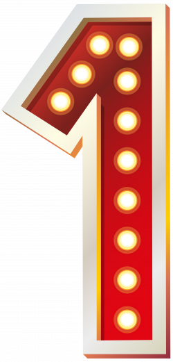 Red Number One with Lights PNG Clip Art Image | Gallery ...