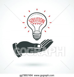 Vector Clipart - Hand giving light bulb solution idea ...