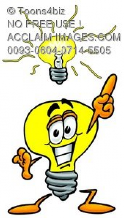 Stock Clipart Image of a Cartoon Light Bulb Character With ...