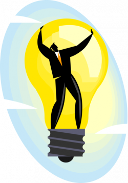 Entrepreneur in Good Ideas Light Bulb - Vector Image