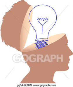 Vector Art - Idea man light bulb drawing in open mind ...
