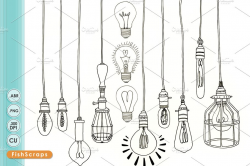 Edison Light Bulb Clip Art PNG ~ Illustrations ~ Creative Market