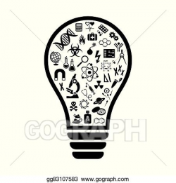 Clip Art Vector - Light bulb with science icons. Stock EPS ...