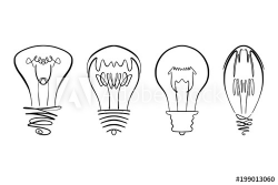 Light bulb vector image, hand drawn lightbulb set usable as ...