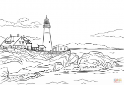 Portland Lighthouse, Maine - Portland Head Light coloring ...