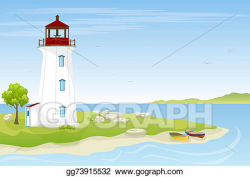 Stock Illustration - Lighthouse at the beach. Clipart ...