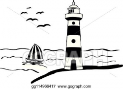 Vector Stock - Wall decal lighthouse shine light sea ...