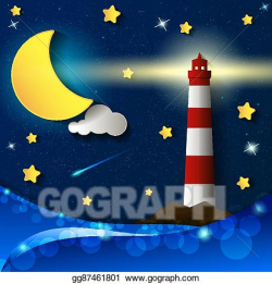 Vector Stock - Lighthouse storm night. Clipart Illustration ...