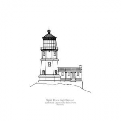 Split Rock Lighthouse - Minnesota - Blueprint Drawing Art ...